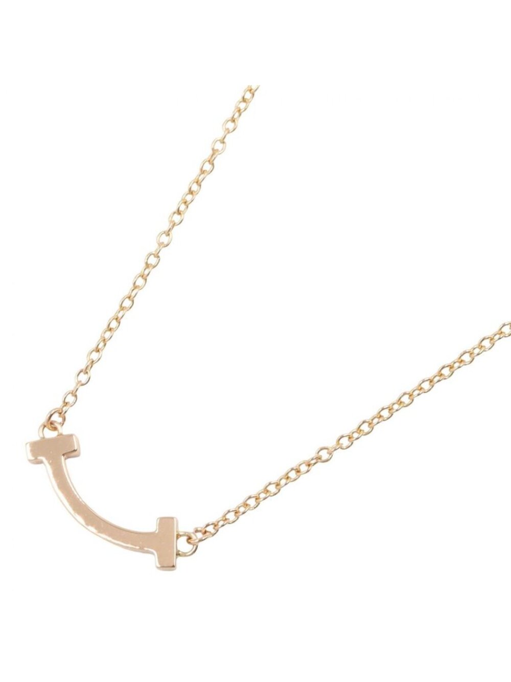 Tiffany & Co Necklace T Smile Mini 40.5 45.5 18k Pink Gold